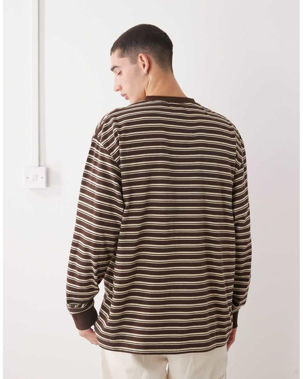 Xlarge Brown Long Sleeve Logo Pocket T-shirt for men