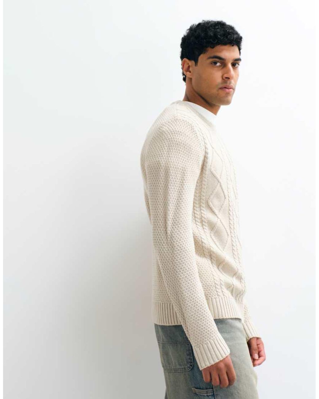 JJ Rebel Natural Cable Knit Jumper for men