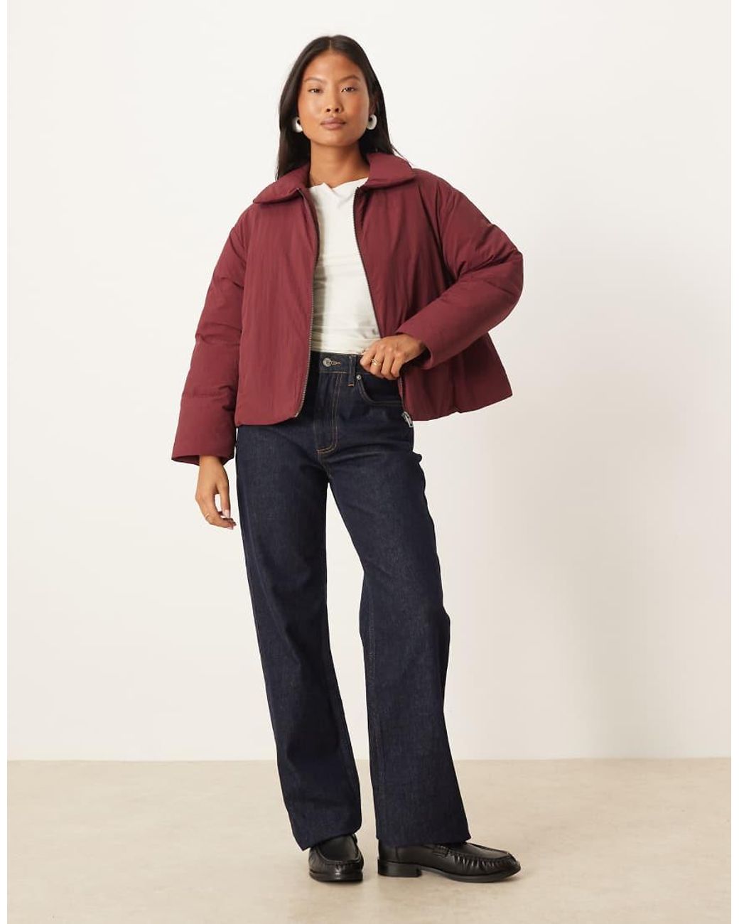 ASOS Red Asos Design Petite Puffer Jacket With Top Collar
