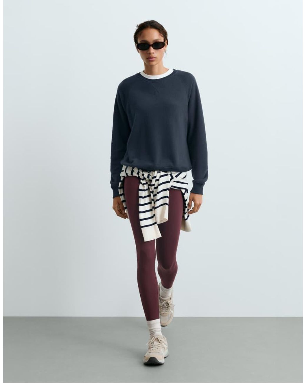 Oysho White Marl Cotton-blend Fleece Crew-neck Sweatshirt