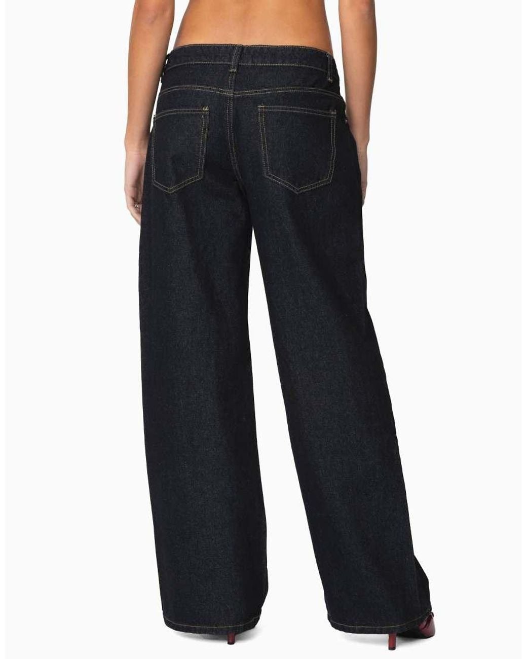 Edikted Blue Raelynn Washed Low Rise Baggy Jeans