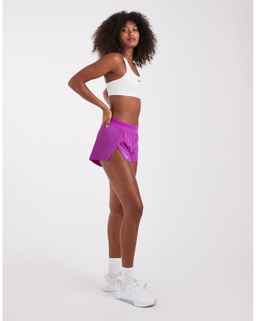 Nike Purple Aeroswift Dri-Fit Plisse 3Inch Mid-Rise Short