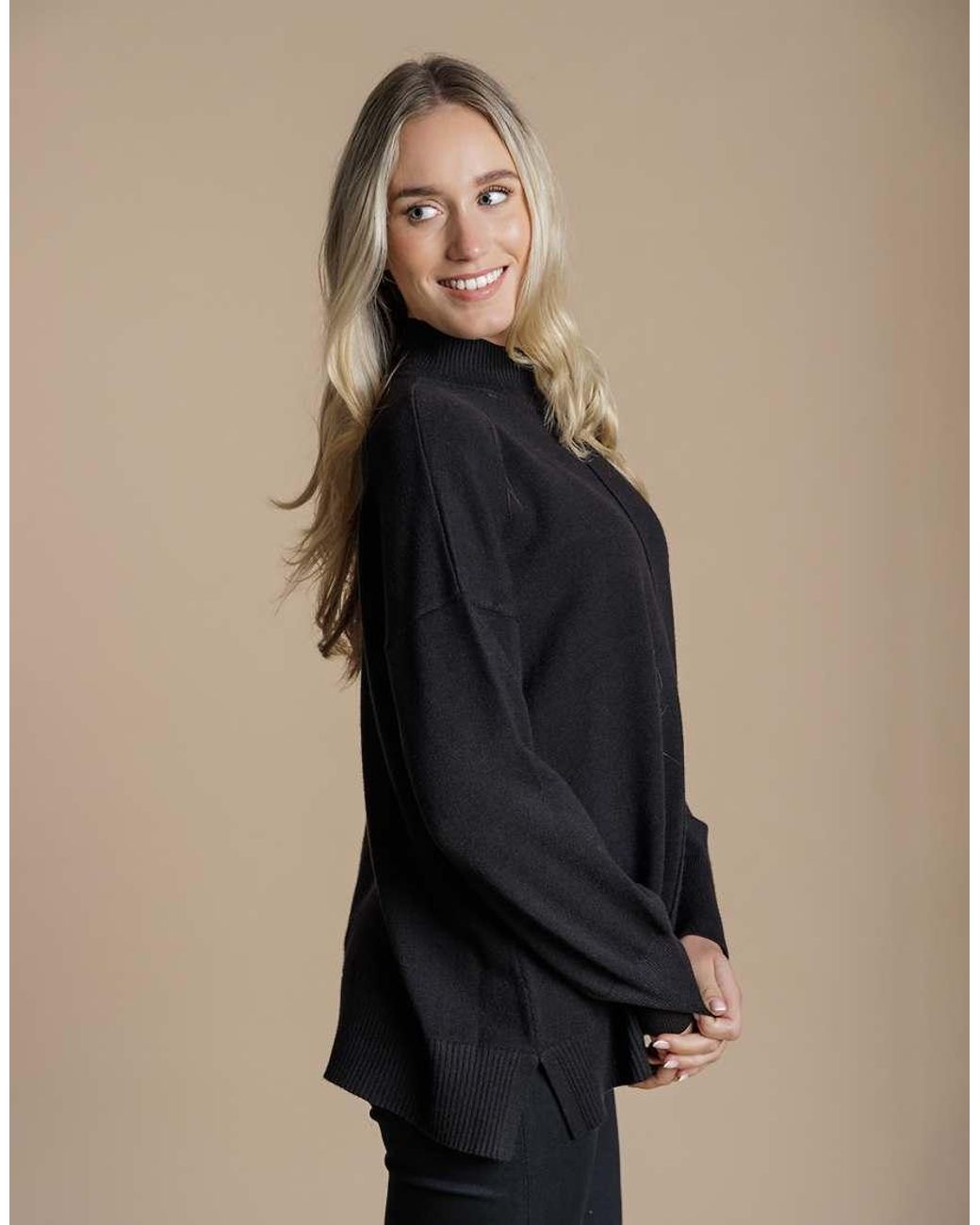 French Connection Black High Neck Cosy Long Sleeve Jumper