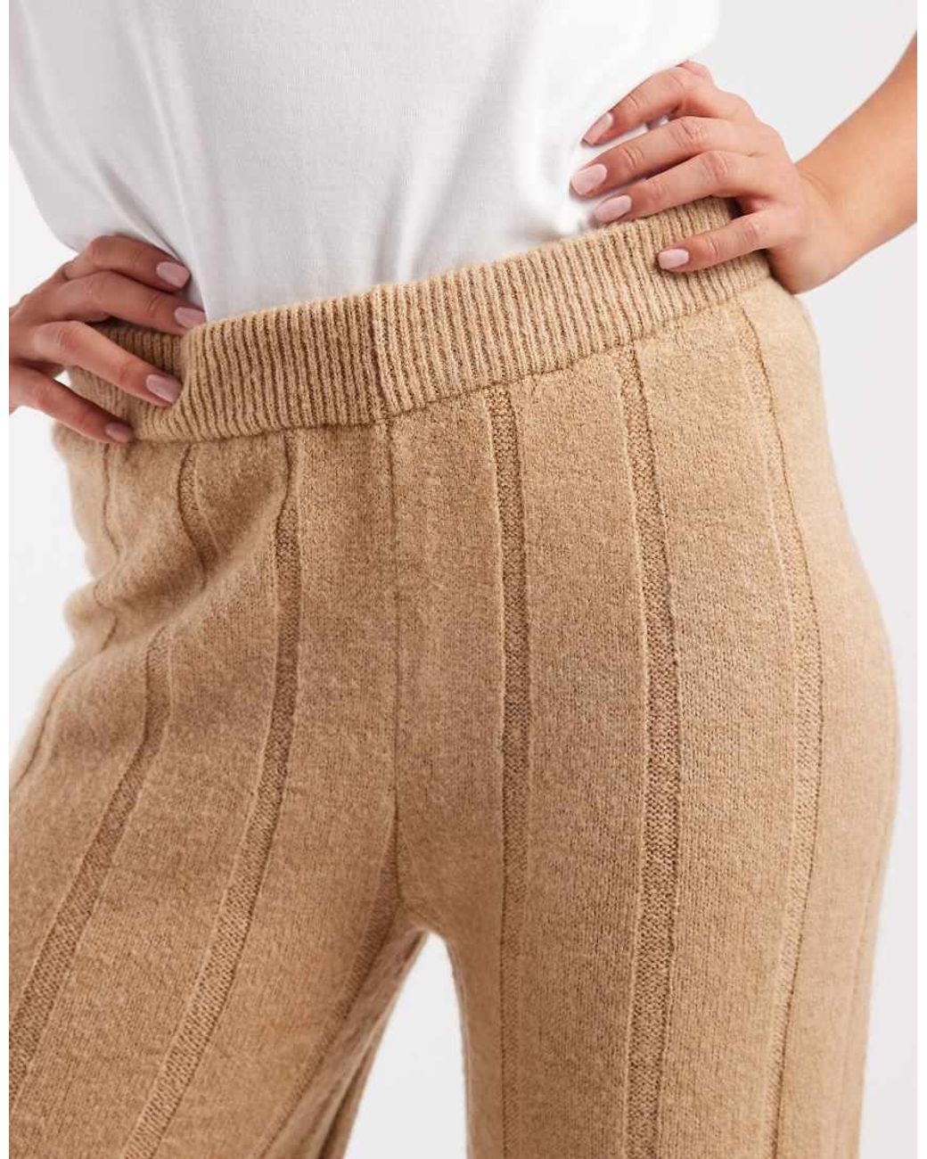 ASOS Blue Fluffy Knitted Ribbed Trouser Co-ord