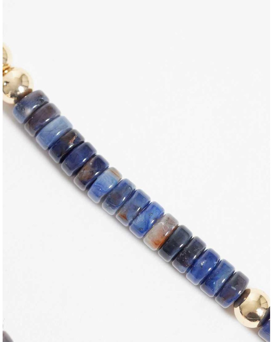ASOS Blue 2 Pack Flat Rounded Edge Beaded And Rope Chain Necklace for men