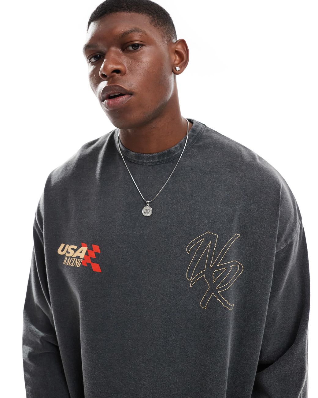 ASOS – langärmliges oversize-shirt in Gray für Herren