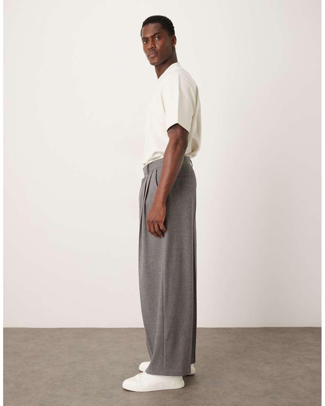 ASOS Gray Extreme Tapered Suit Pants for men