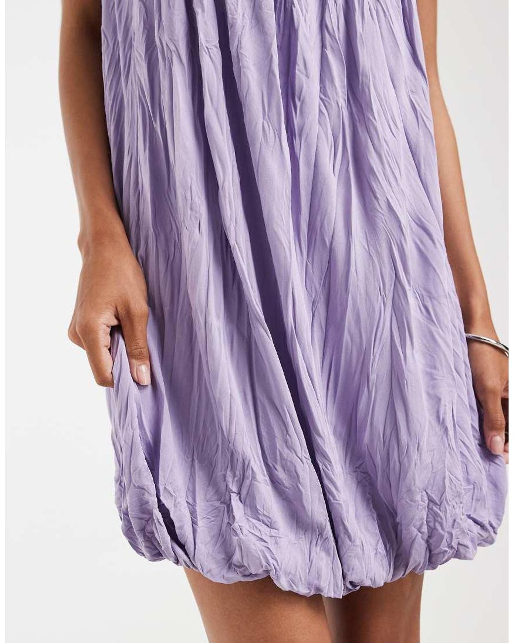 ASOS Purple Crinkle Bubble Hem Mini Dress