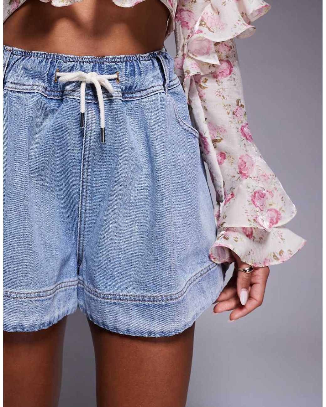 ASOS Blue High Waist Flippy Short With Heart Pocket