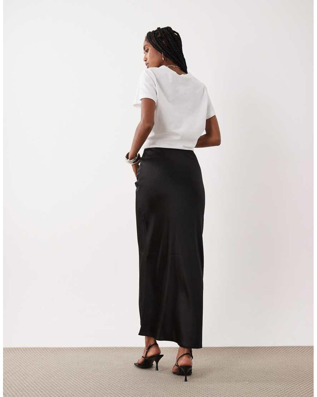New Look White Satin Bias Maxi Skirt