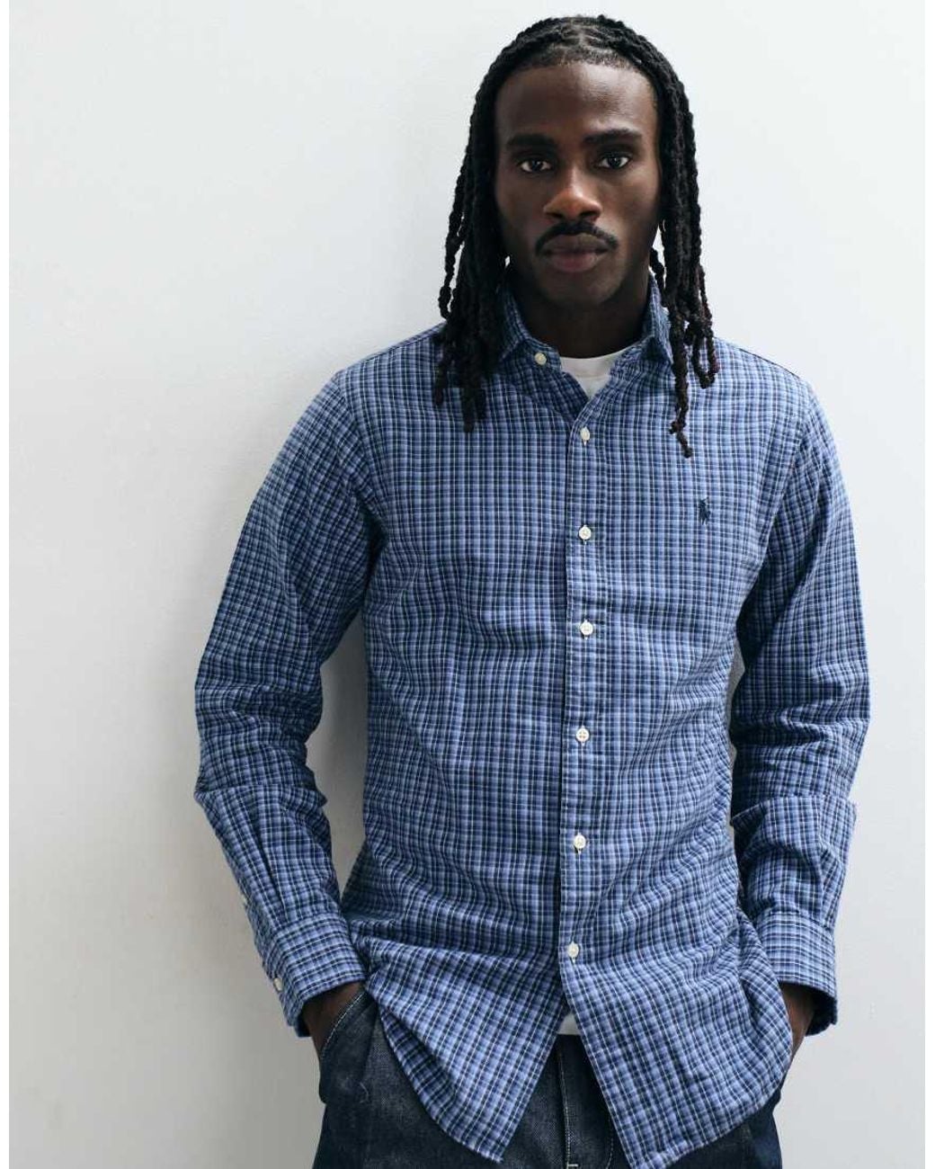 Polo Ralph Lauren Blue Sport Icon Logo Gingham Shirt for men