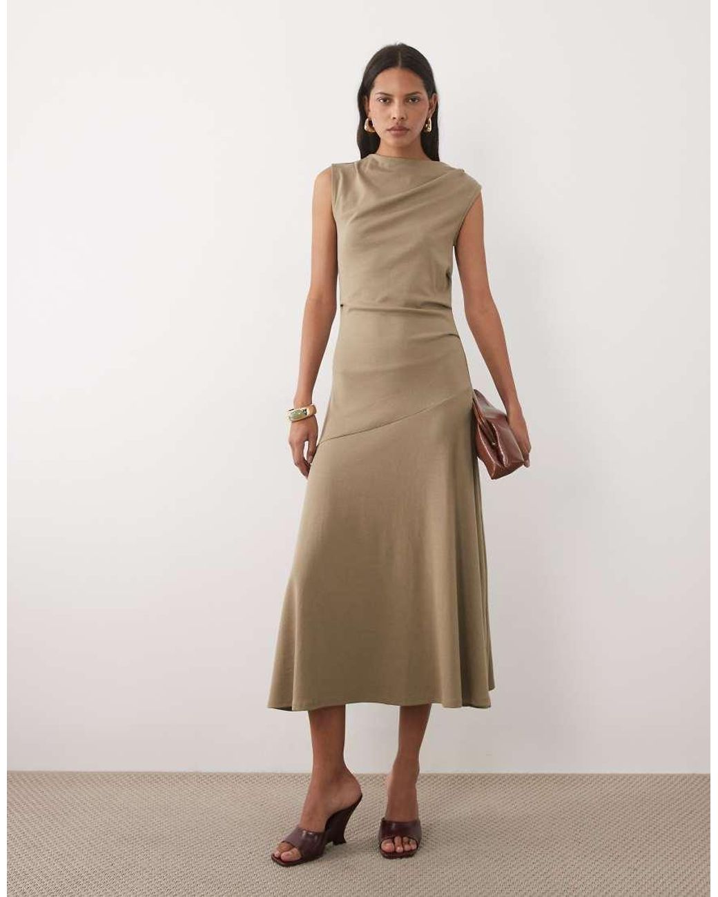 Mango Natural Boat Neck Sleeveless Maxi Dress