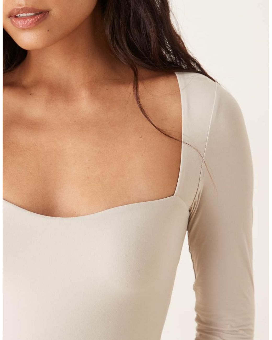 Abercrombie & Fitch White Long Sleeve Bodysuit With Bra Insert