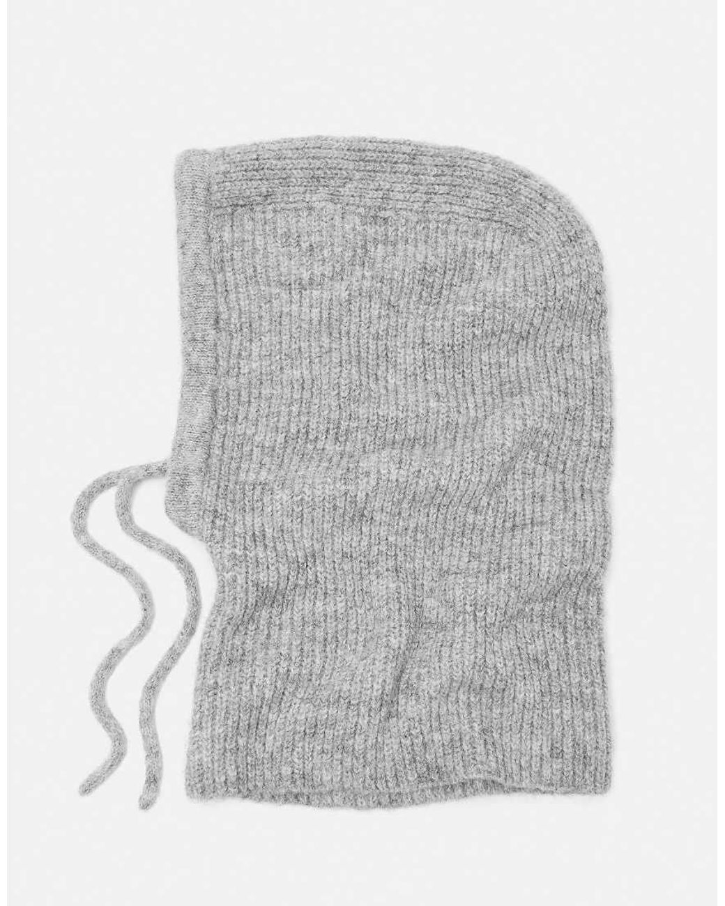 Pull&Bear Gray Ribbed Knit Balaclava