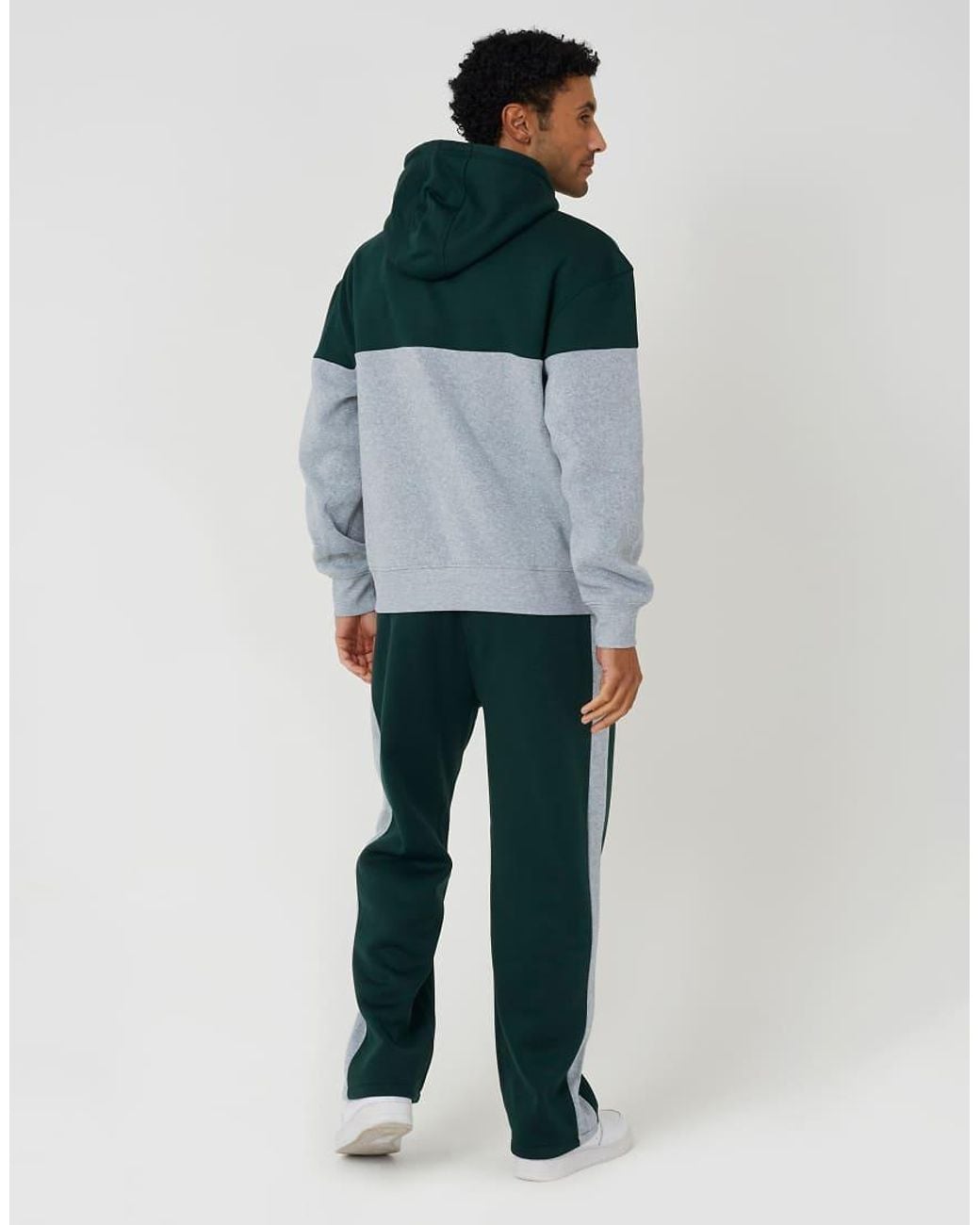Brave Soul Blue Relaxed Fit Colourblock Hoodie & Wide Leg Jogger Co-Ord for men