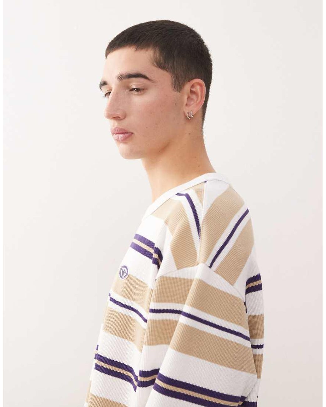 Adidas Originals Natural Stripe Long Sleeve Tshirt for men