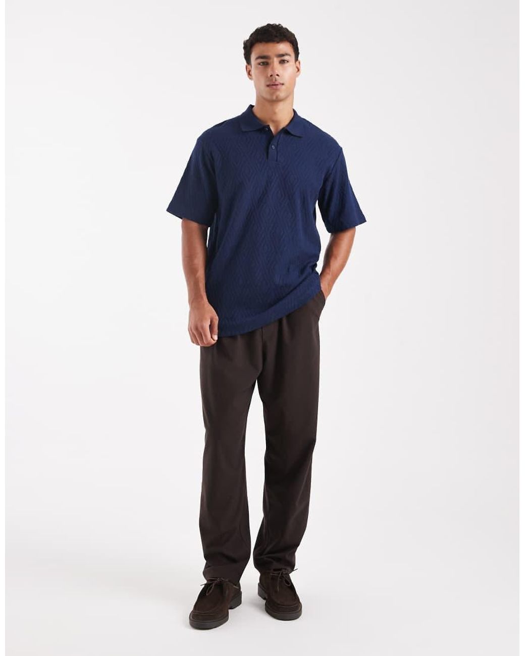 Jack & Jones Blue Premium Short Sleeve Knitted Polo for men