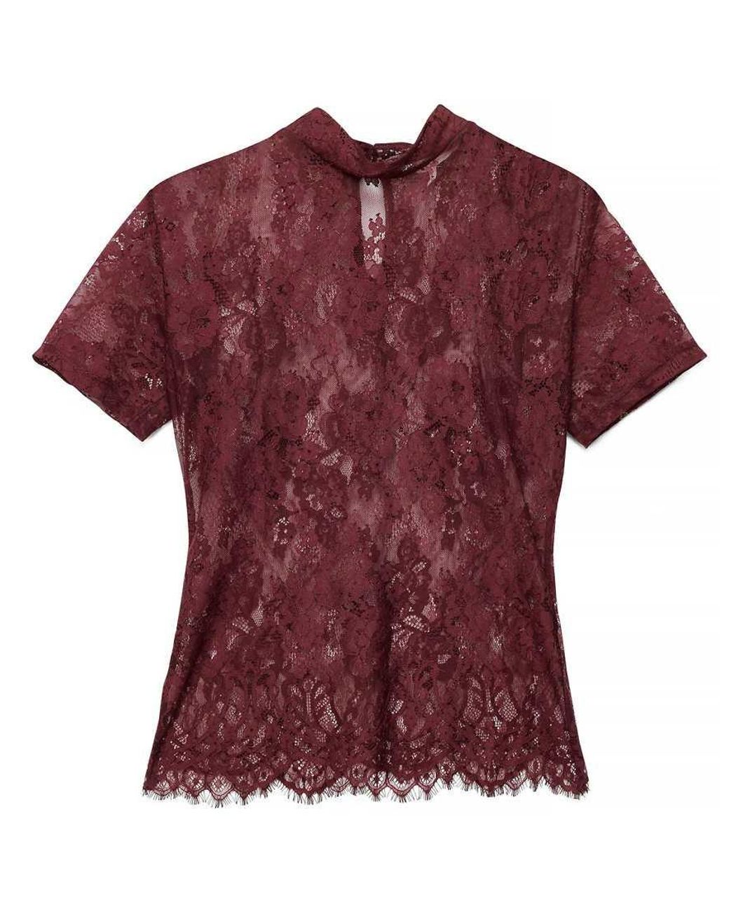 NA-KD Brown Short Sleeve Lace Top