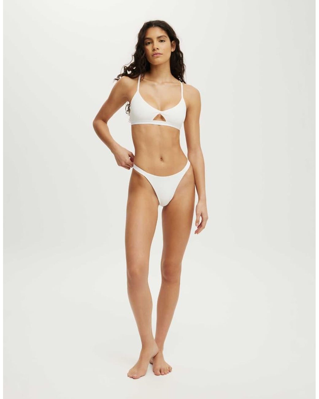Cotton On Natural Branded Cotton Knot Front Bralette