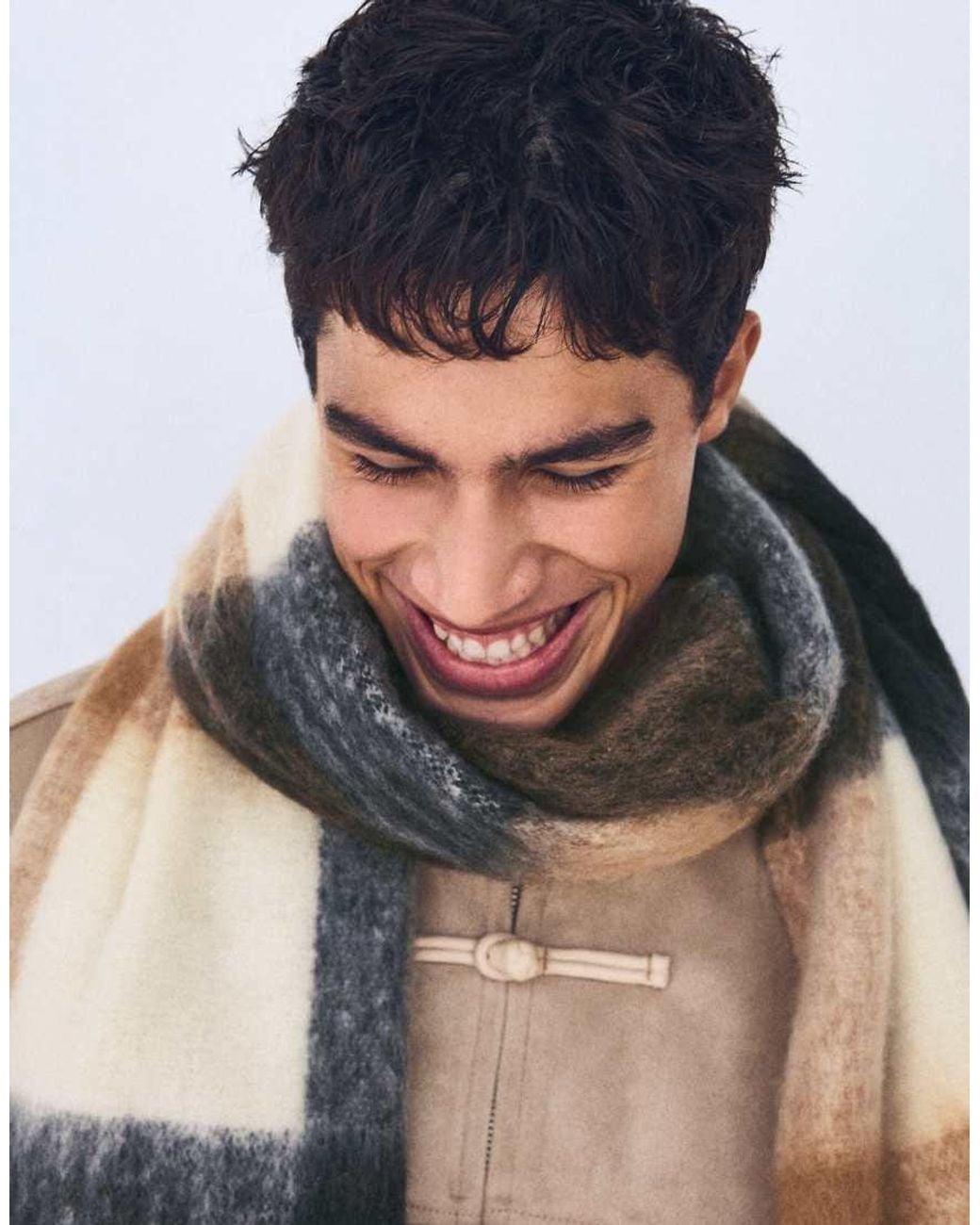 Bershka White Check Scarf for men