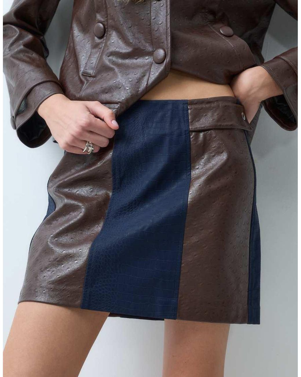 laagam Blue Lior Textured Mini Skirt