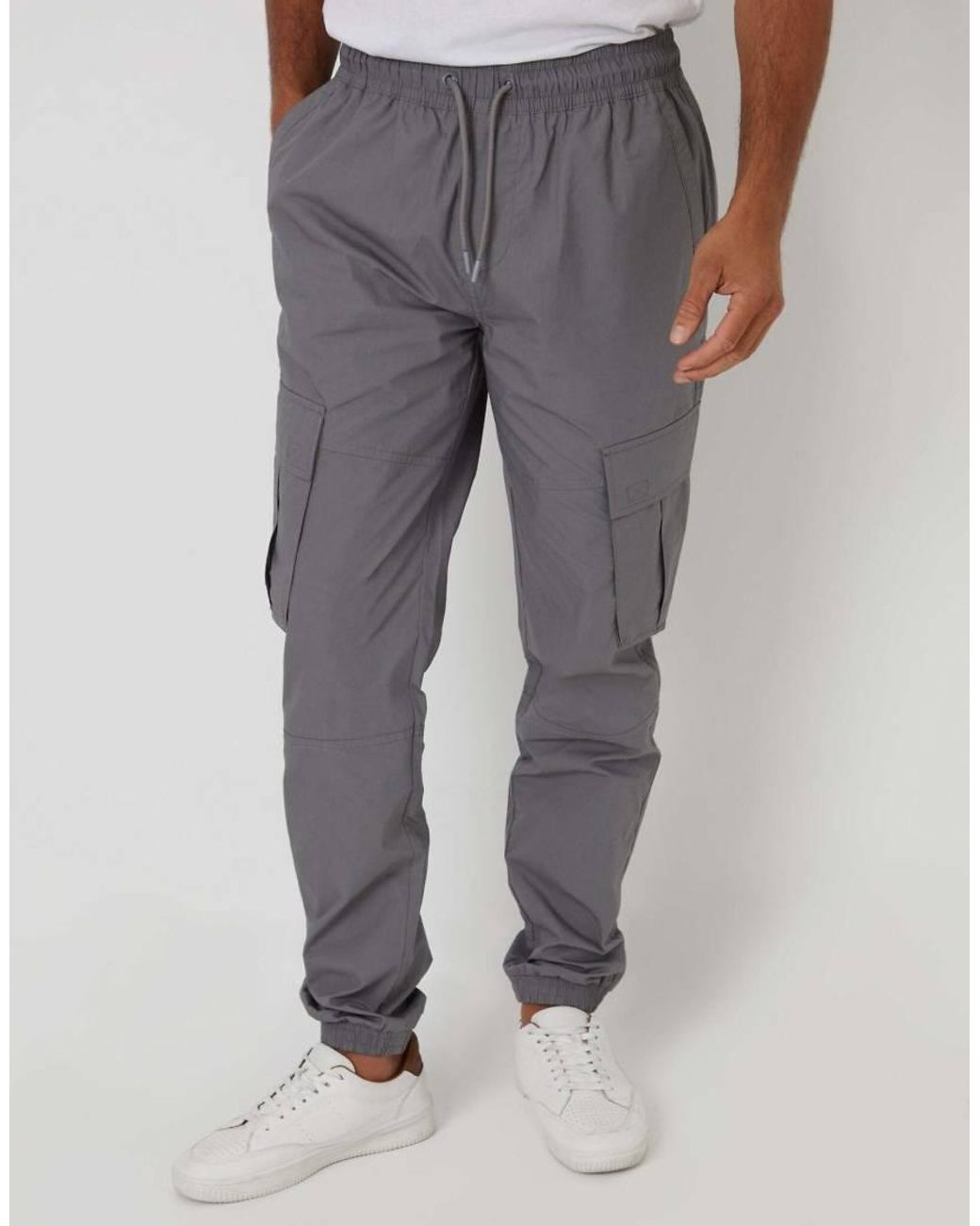 Threadbare Gray Elasticated Waist Cargo Trousers for men