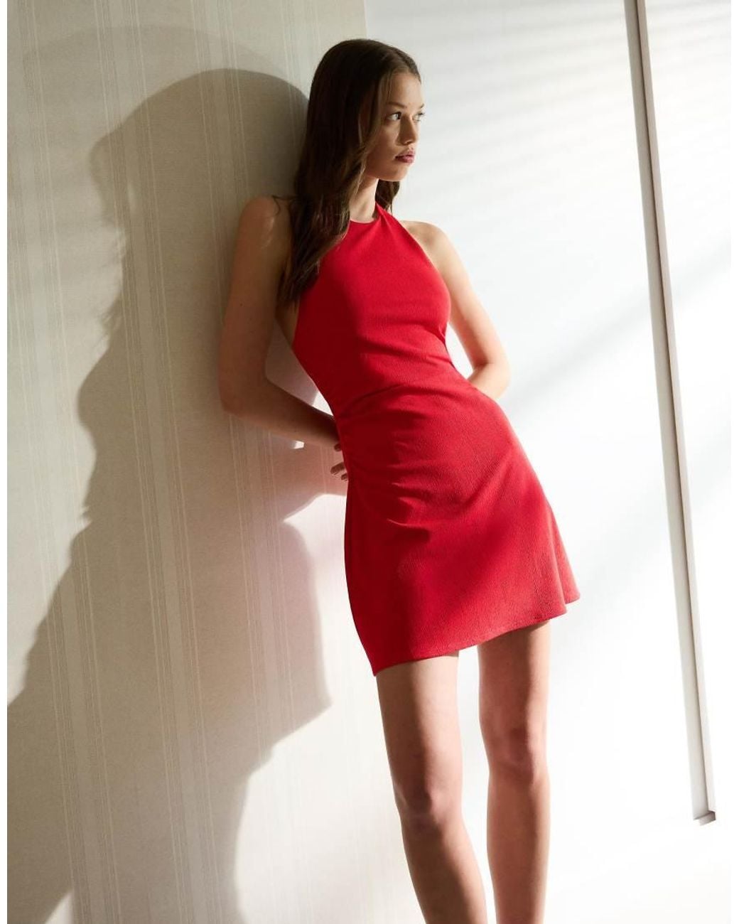 Bershka Red Mini Halter Dress