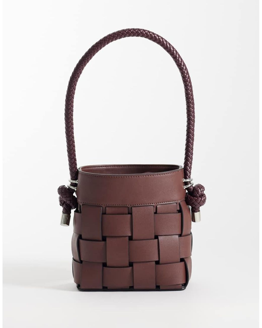 ASOS White Weave Bucket Shoulder Bag