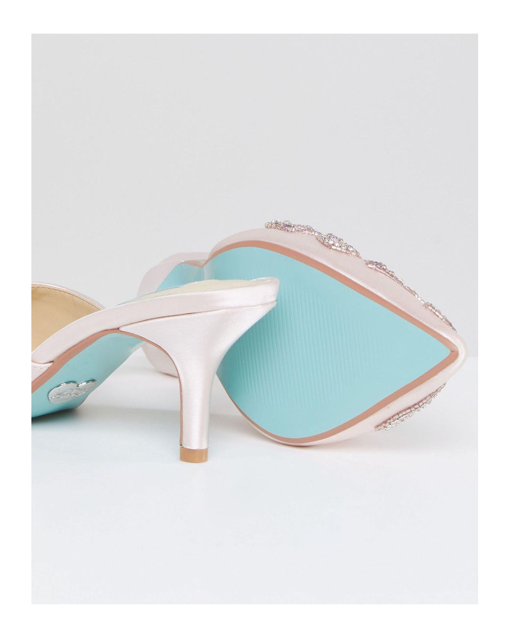 blue by betsey johnson embellished flat wedding mules