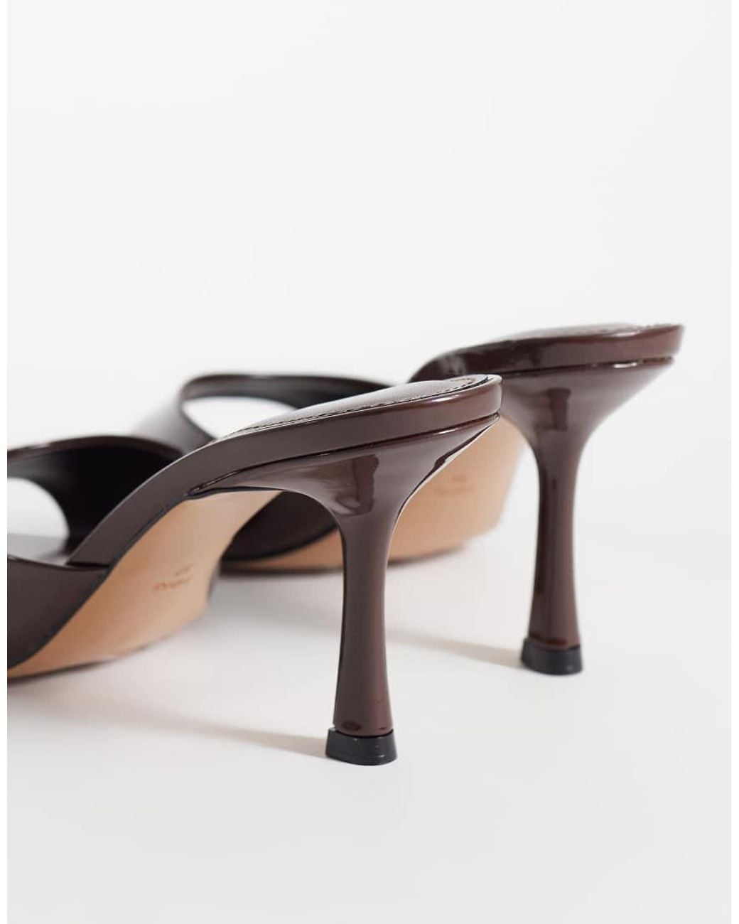Mango Natural Faux Patent Leather Heeled Mules