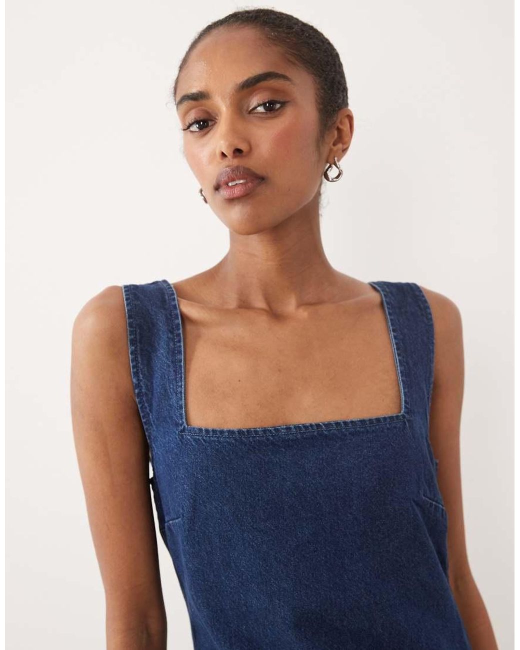 ASOS Blue Denim Square Neck Mini Dress