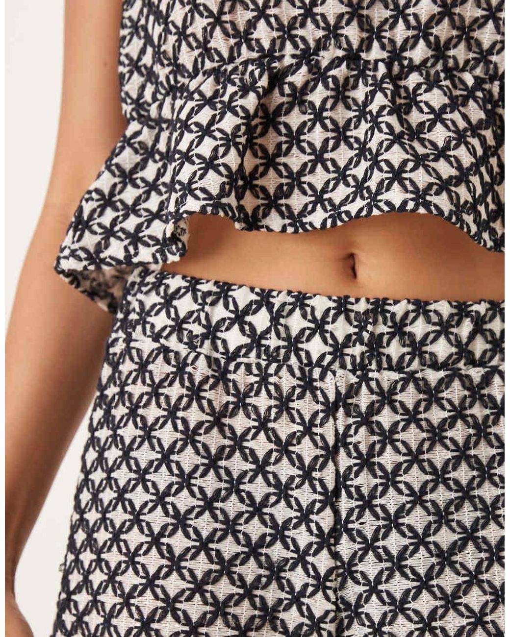 ASOS Natural Co-ord Embroidered Mini Short