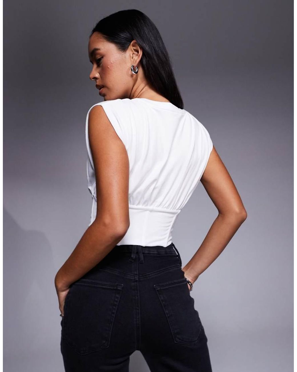 GOOD AMERICAN Gray Sleeveless Corset Top