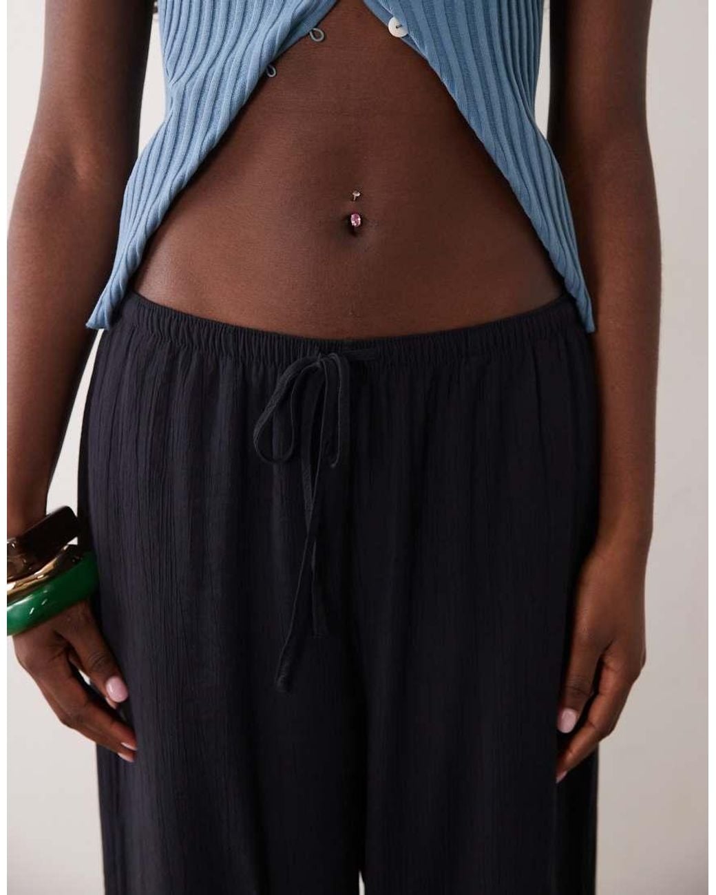 Abercrombie & Fitch Blue Crinkle Balloon Fit Trousers