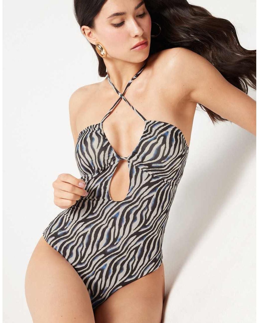 Tezenis Multicolor Safari Luxe One-Piece Bandeau Swimsuit