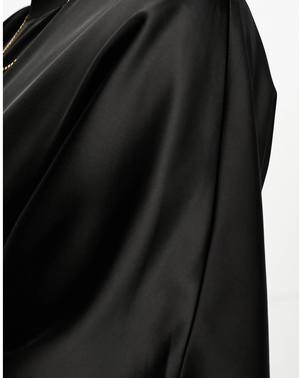 ASOS Black Asos design curve – t-shirt-kleid aus em satin mit oversize-passform und midilänge