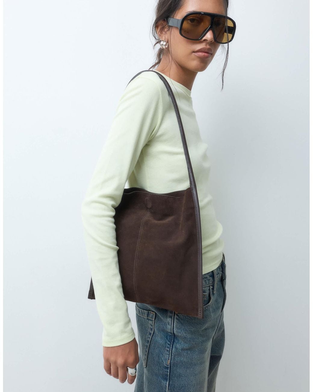 ASOS Black Flat Suede Shoulder Bag