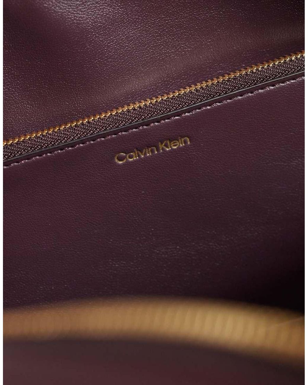 Calvin Klein Purple Shoulder Bag With Strap And Gold Detail