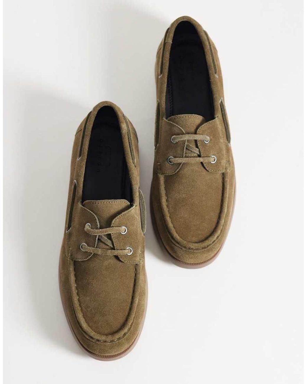 ASOS Brown Lace Up Boat Shoe With Gum Sole for men
