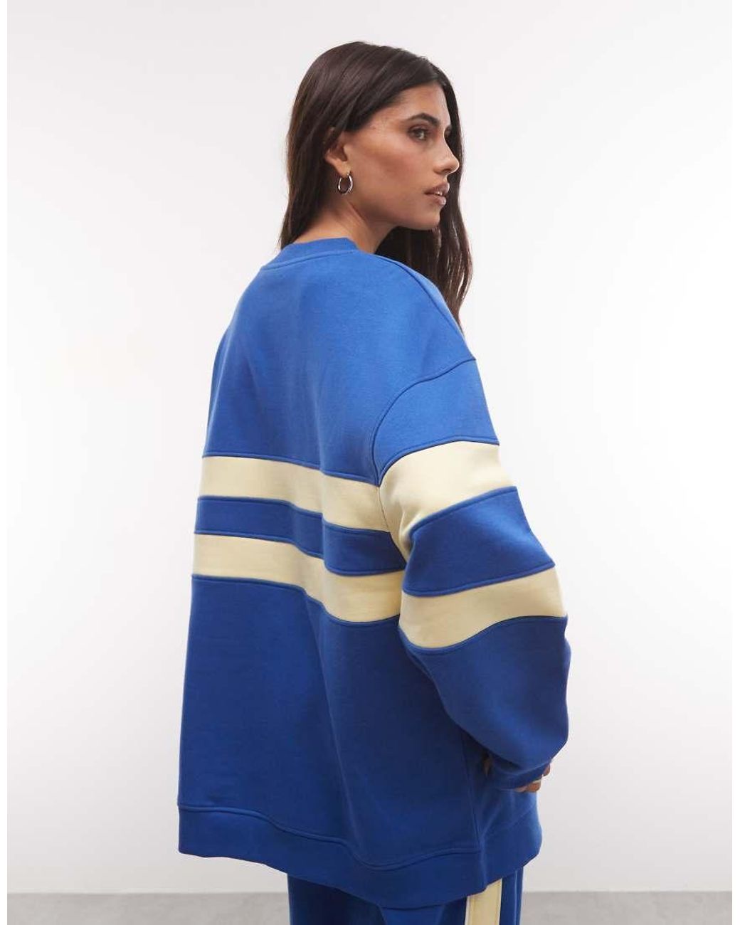 ASOS Blue Sweatshirt With Contrast Panel Details