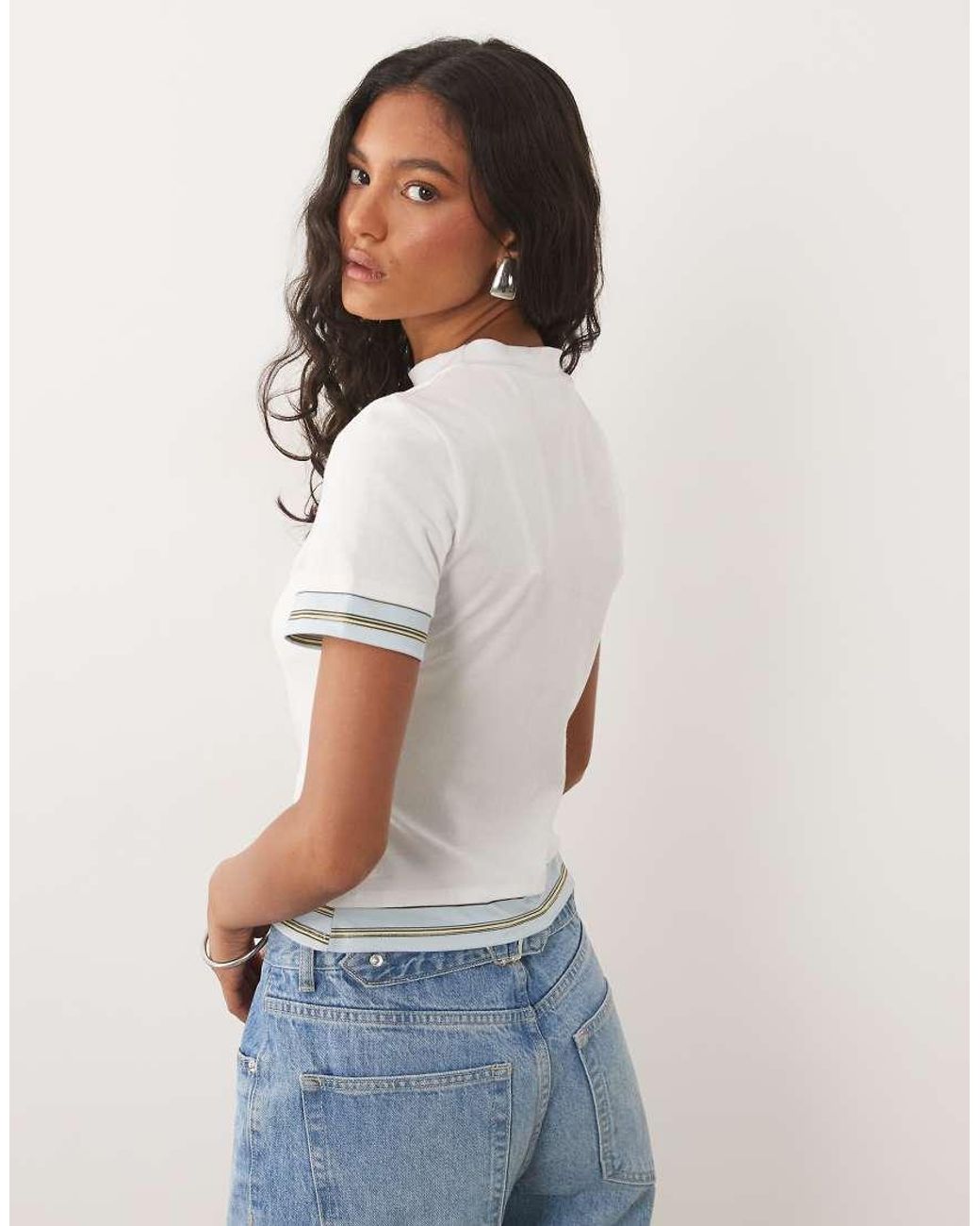 ASOS White Short Sleeve Double Layer Top