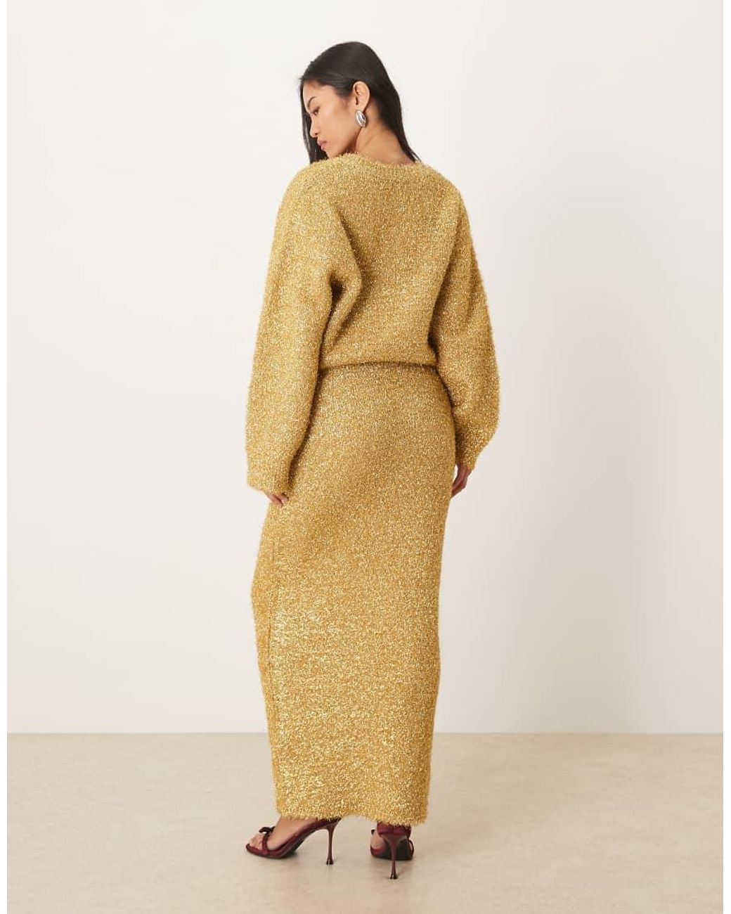 ASOS Natural Co-Ord Tinsel Midaxi Skirt