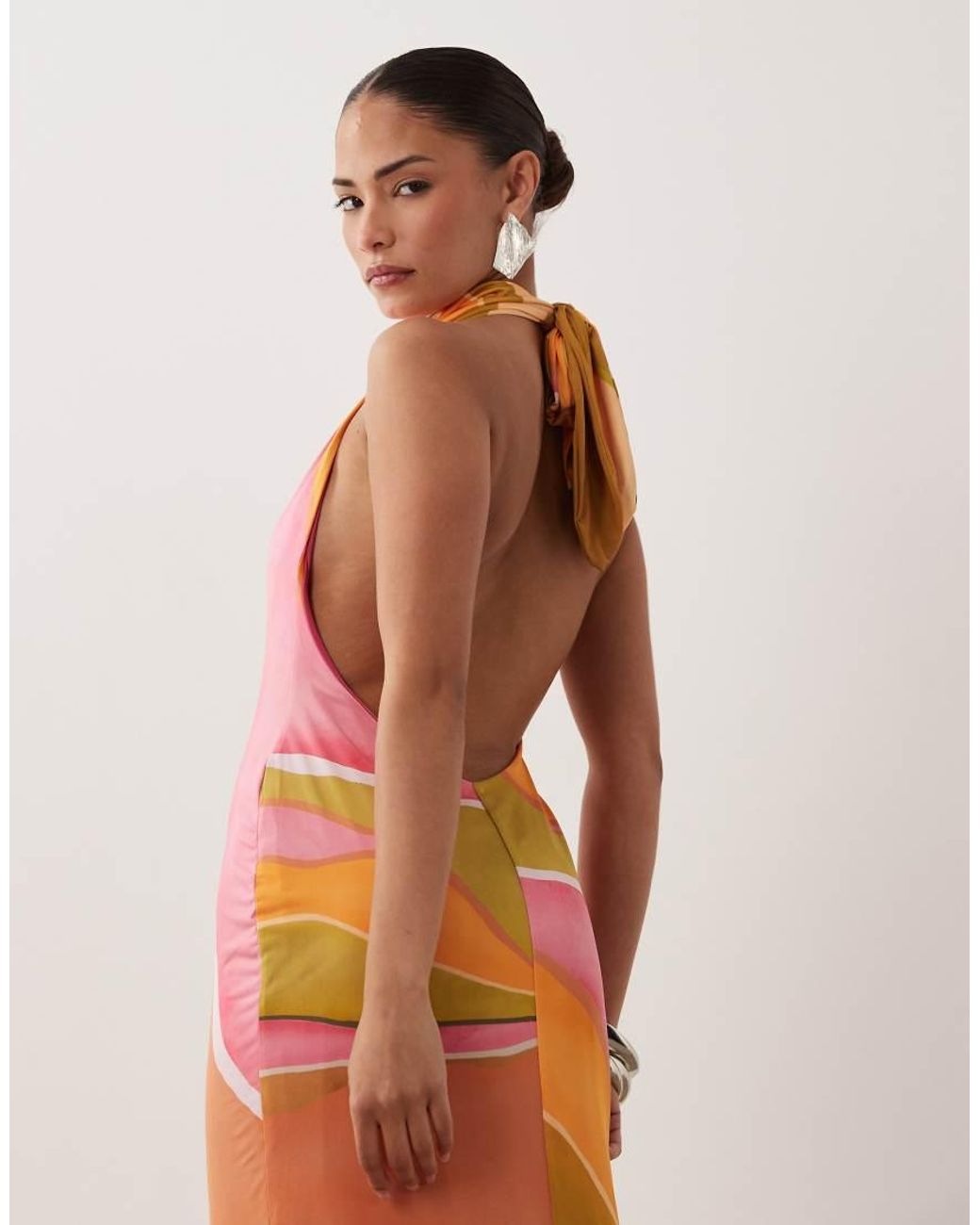 Never Fully Dressed Multicolor Sabine Slinky Cowl Neck Maxi Dress