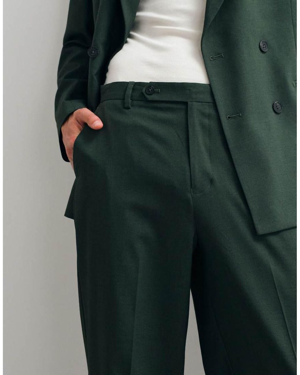 ASOS Green Relaxed Tapered Suit Pants for men