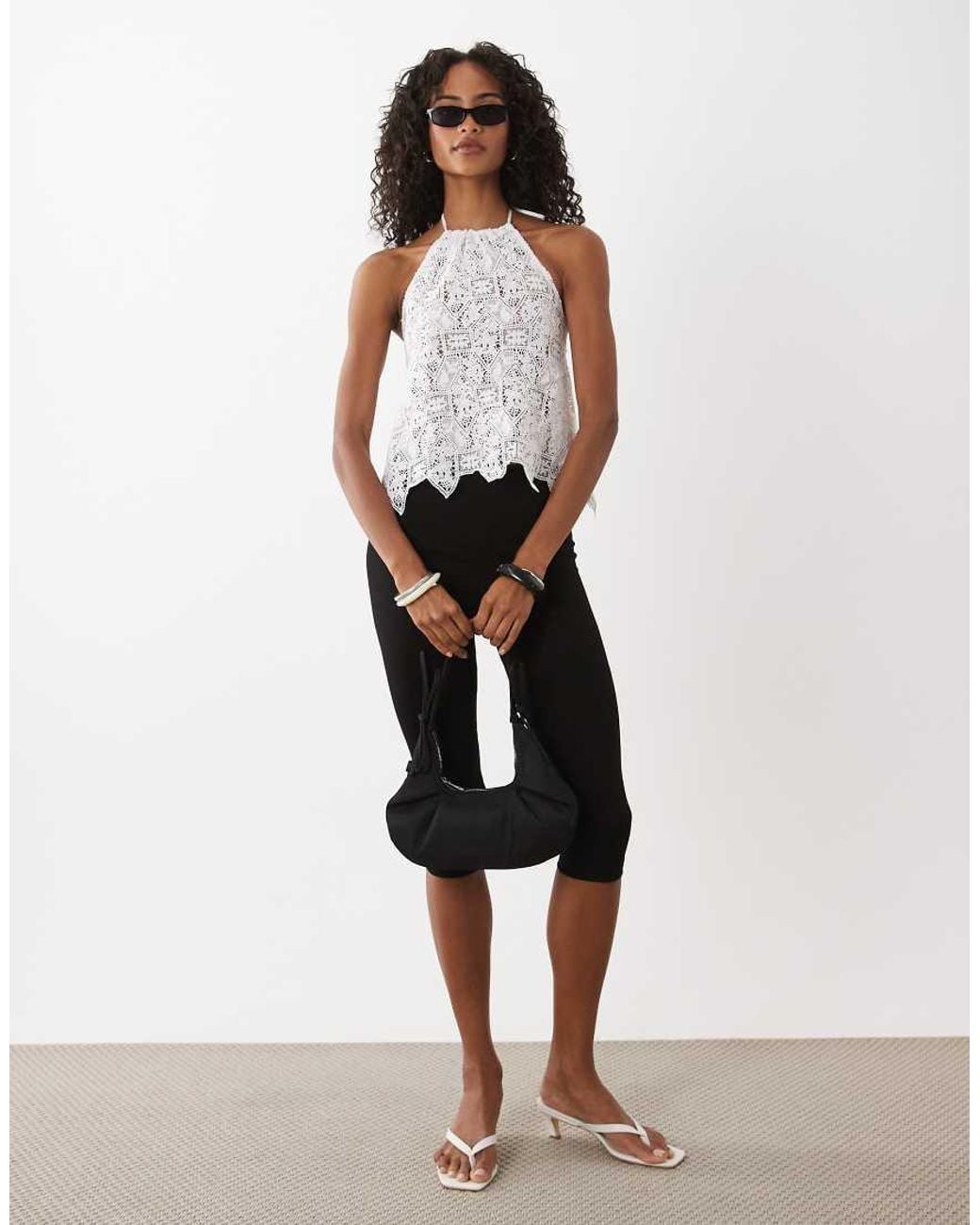 Motel White Irina Woven Halter Top