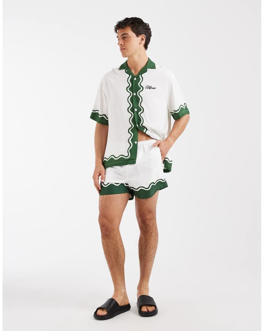 ASOS White Co-Ord Swim Shorts for men