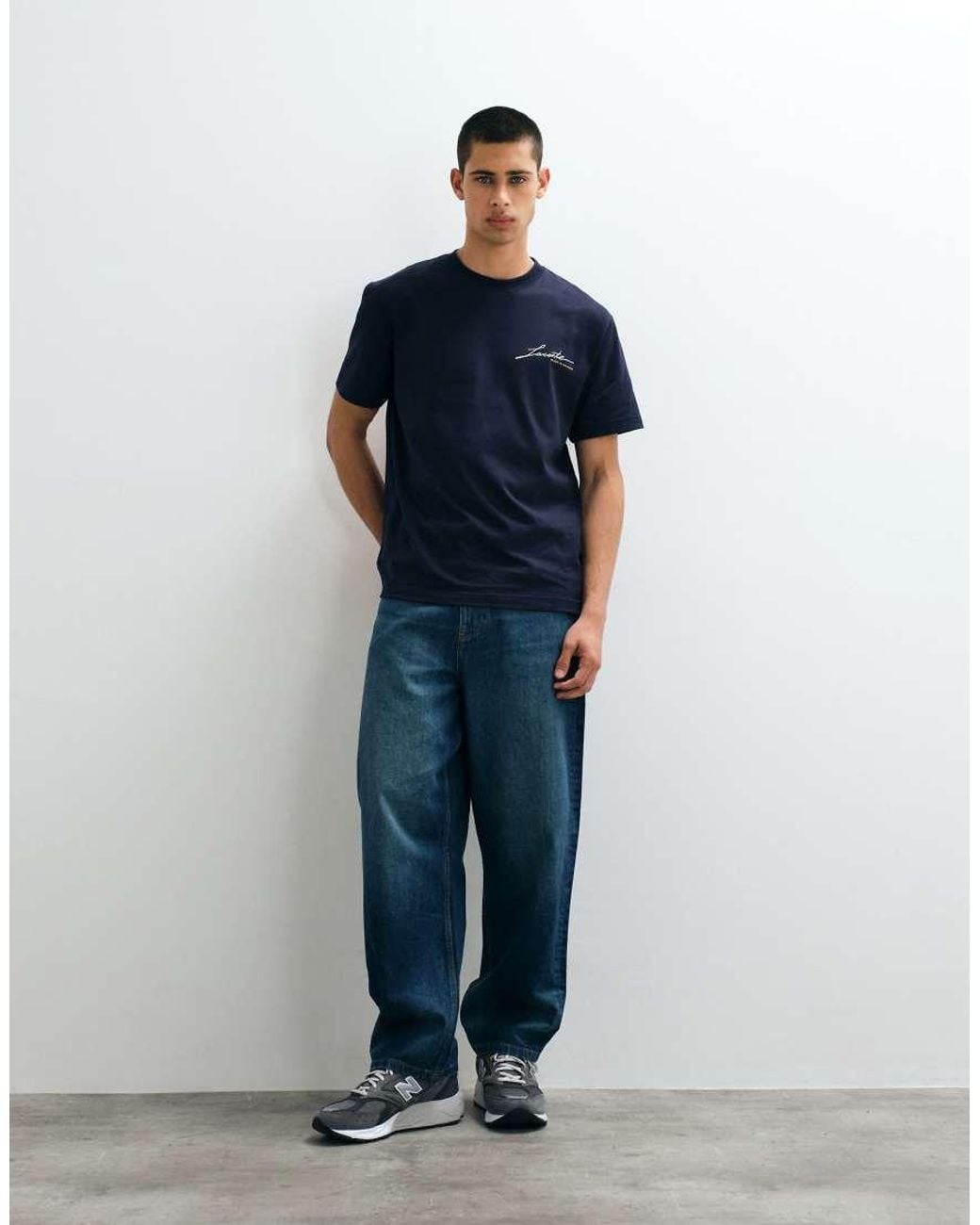 Lacoste Blue Embroidered Script Short Sleeve T-Shirt for men