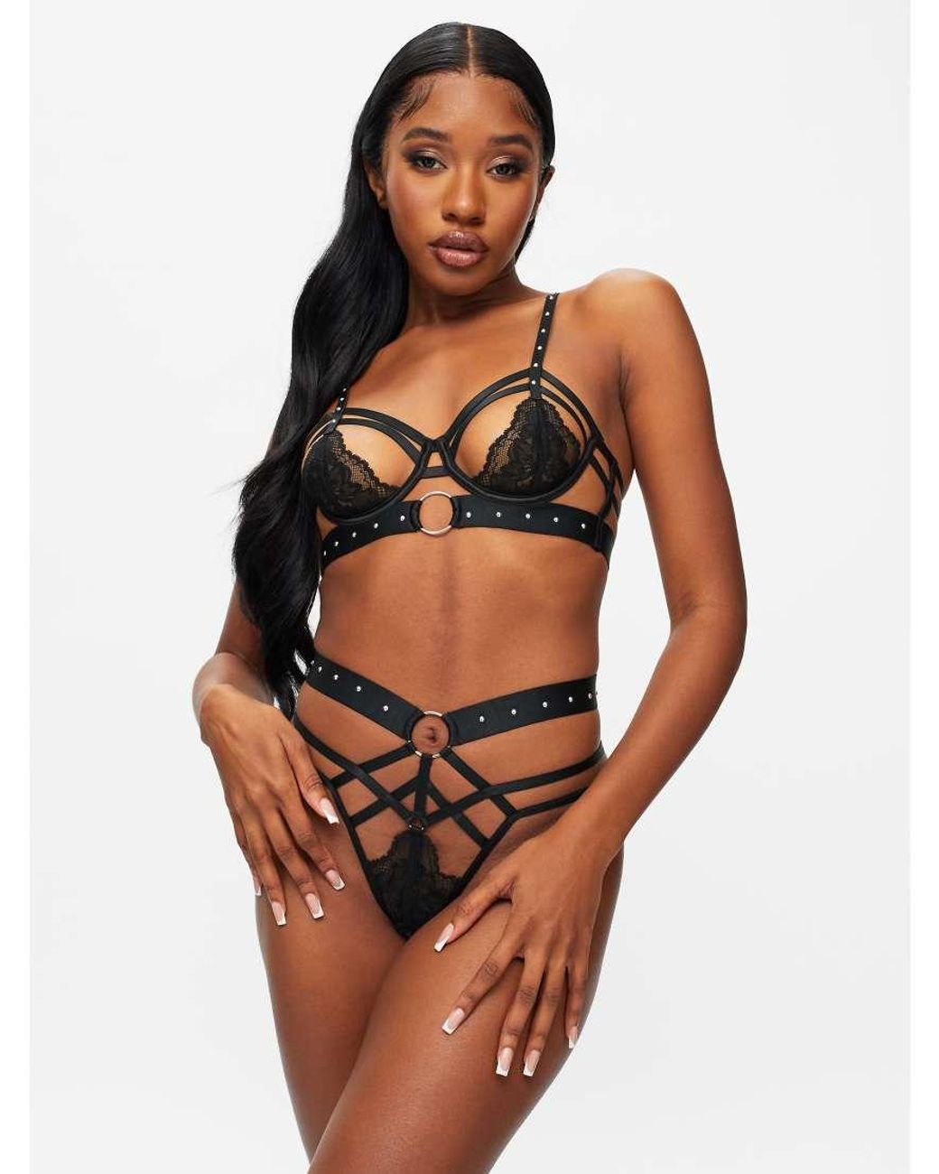 Ann Summers Black Unleash Me Crotchless Set