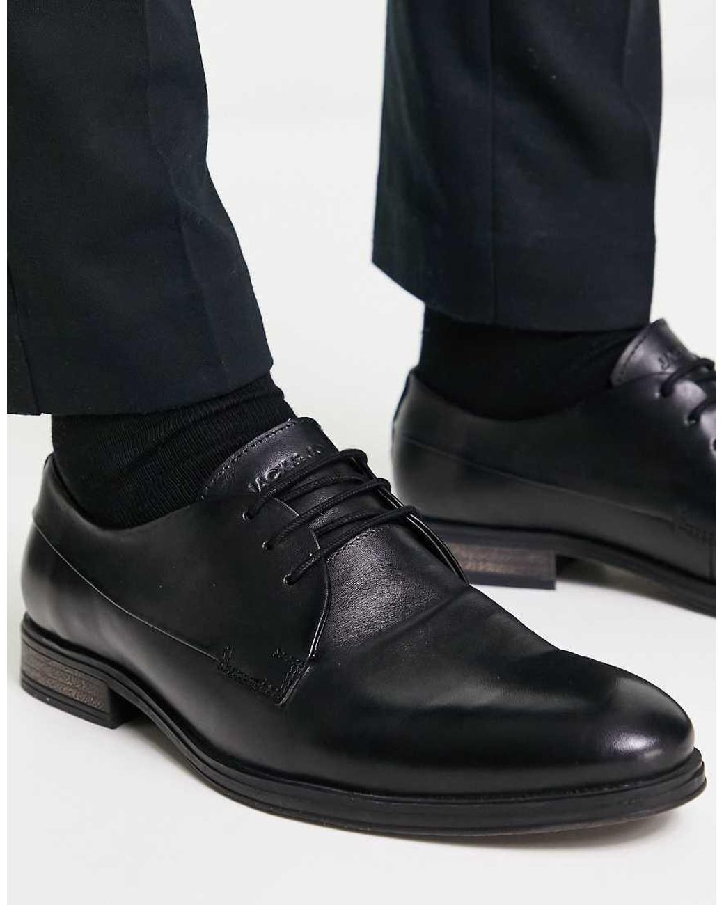 Jack & Jones Black Leather Derby Shoe for men