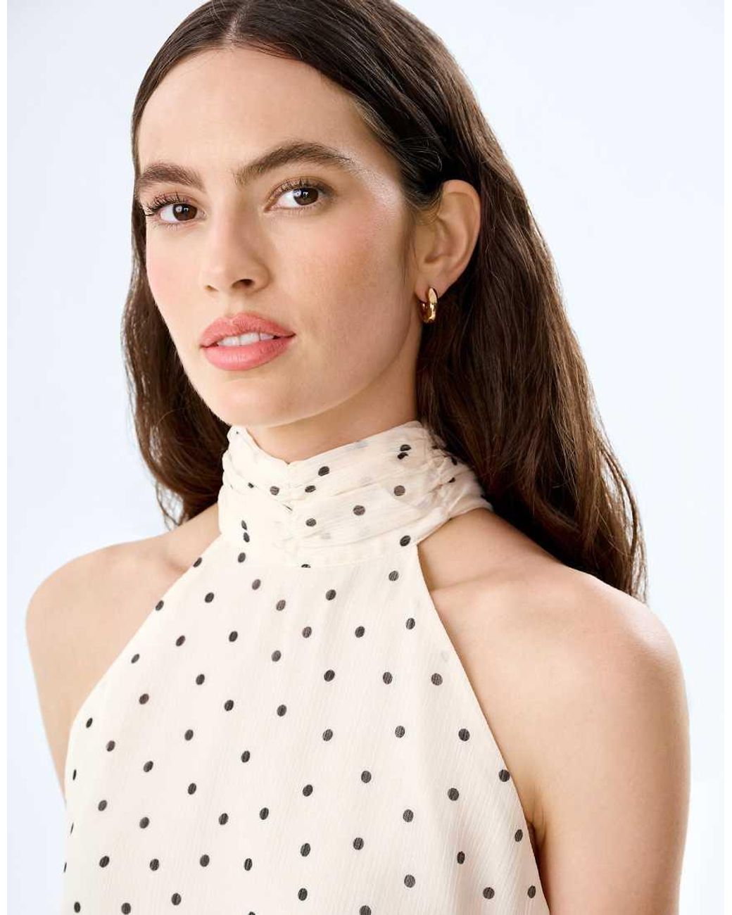 OMNES White Dresses Romeo High-Neck Chiffon Midi Dress